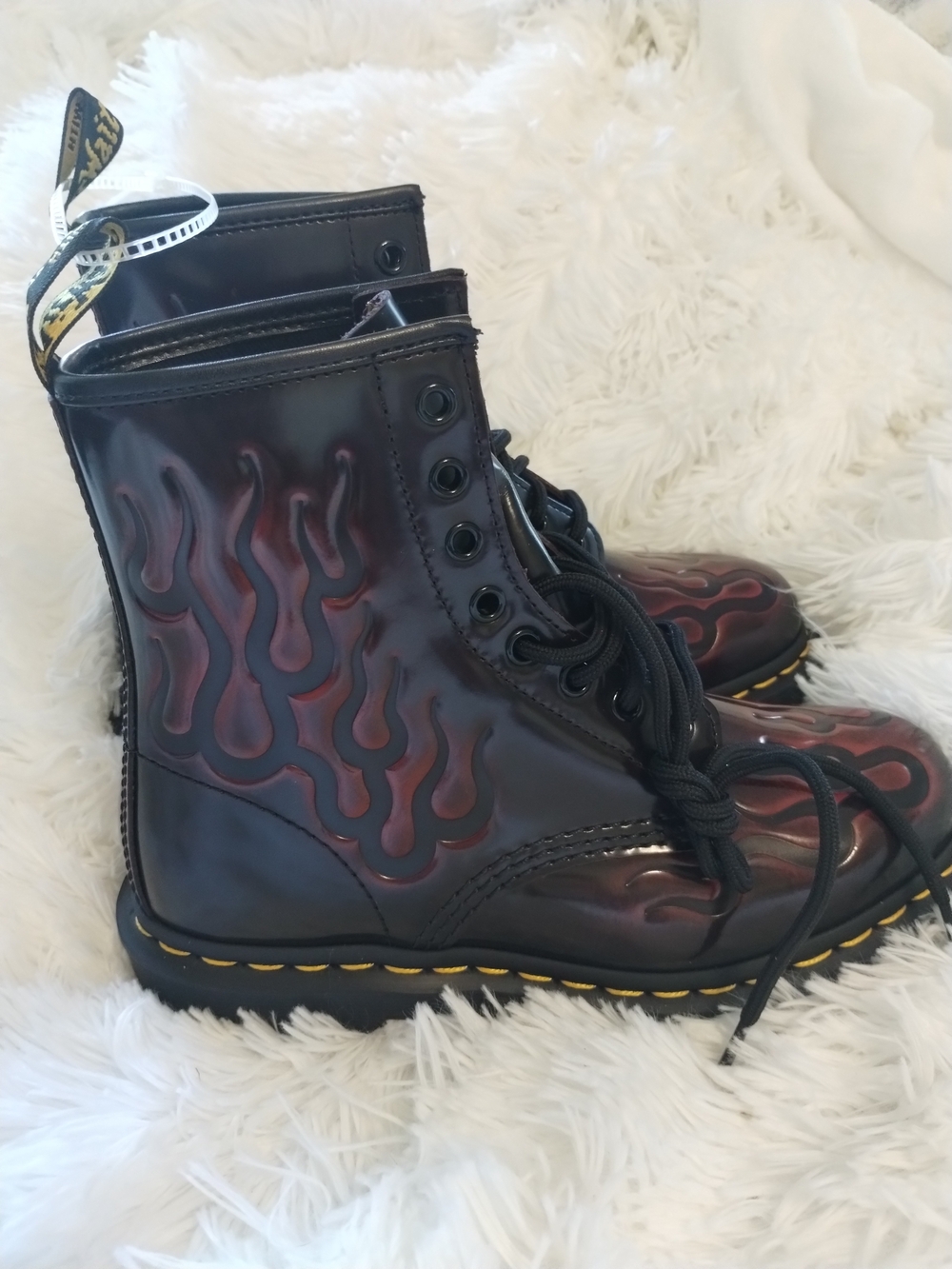 Dr. Martens Women's Black Leather Flame Lace-Up Boots